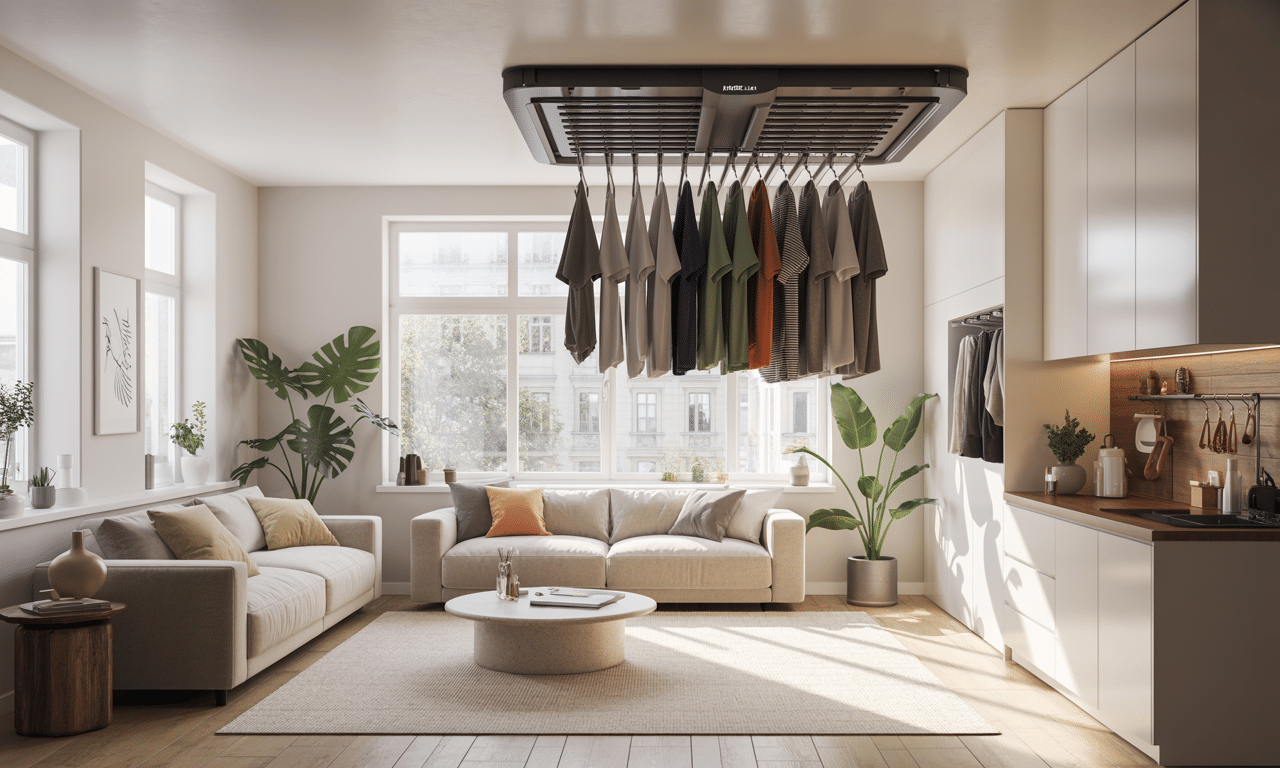 descubre la alternativa al tendedero en el salón que ya utilizan en media europa. ahorra espacio y mantén tu hogar ordenado con esta solución práctica y estilizada.