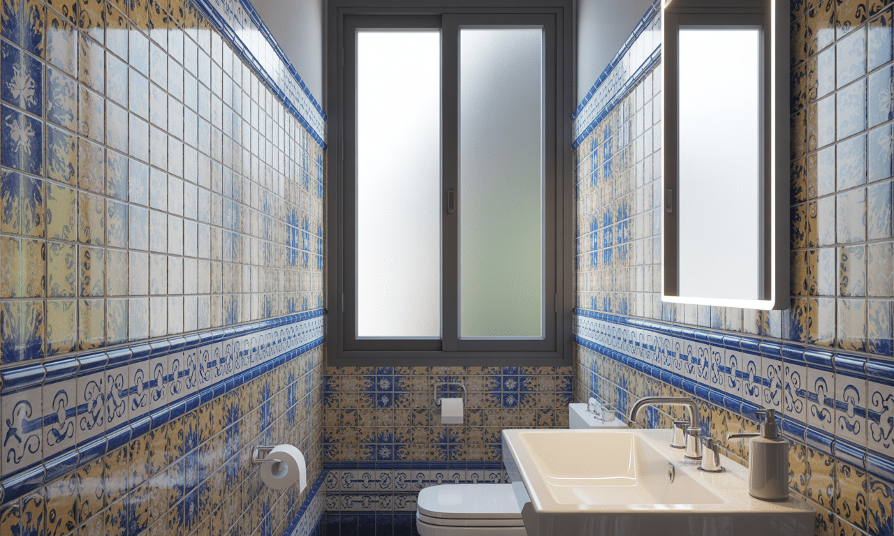 isabel castillo, arquitecta, explica cómo los azulejos que llegan hasta el techo pueden hacer que un baño pequeño parezca mucho más amplio y espacioso.